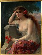 Emile Vernon Girl with a Poppy Spain oil painting artist